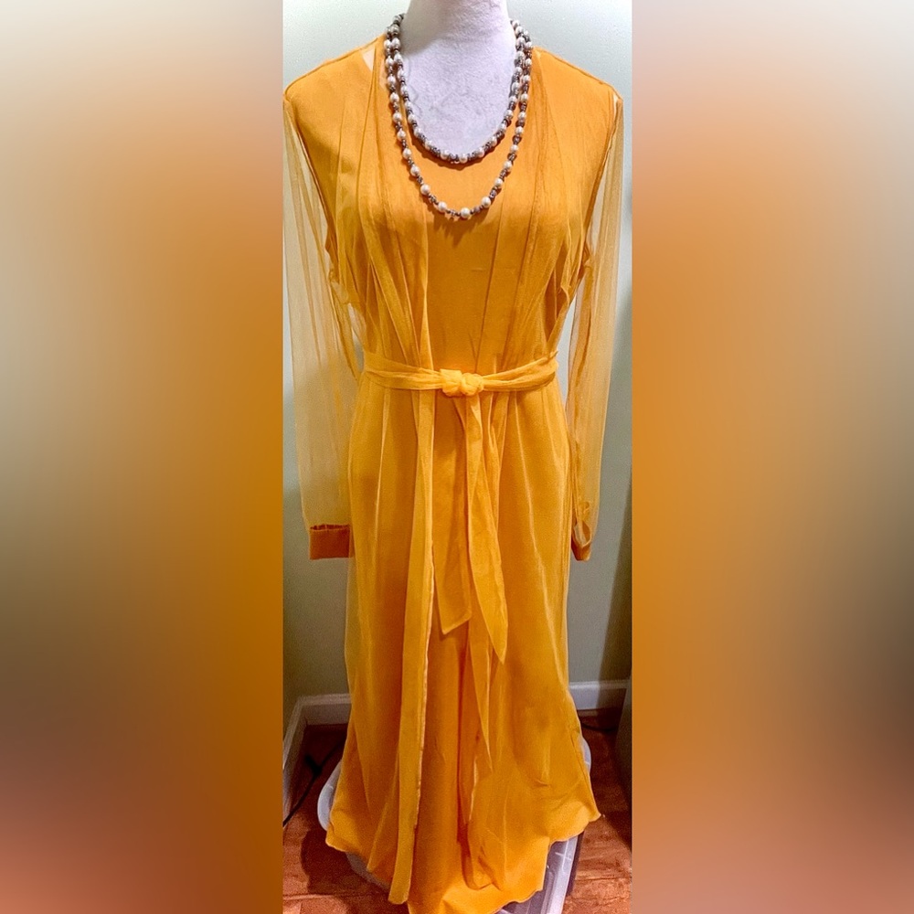 Mustard Yellow Maxi Shift W Matching Sheer Maxi Duster. BRING ON AUTUMN! 🍁🍁🍁🍁🍁